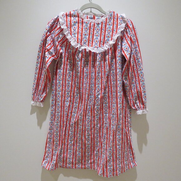 LANZ OF SALZBURG Tyrolean Cotton Flannel Floral Heart Nightgown Dress Prairie - Picture 2 of 14